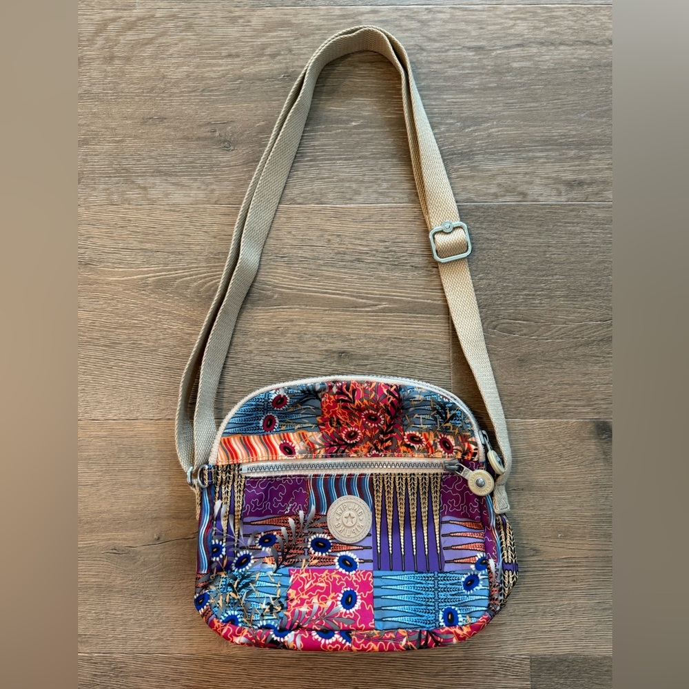 Kipling Floral Patchwork Abstract Multicolor Medi… - image 1